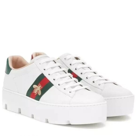 Gucci Women's New Ace Platform Sneaker White Size 42 - Picture 1 of 9